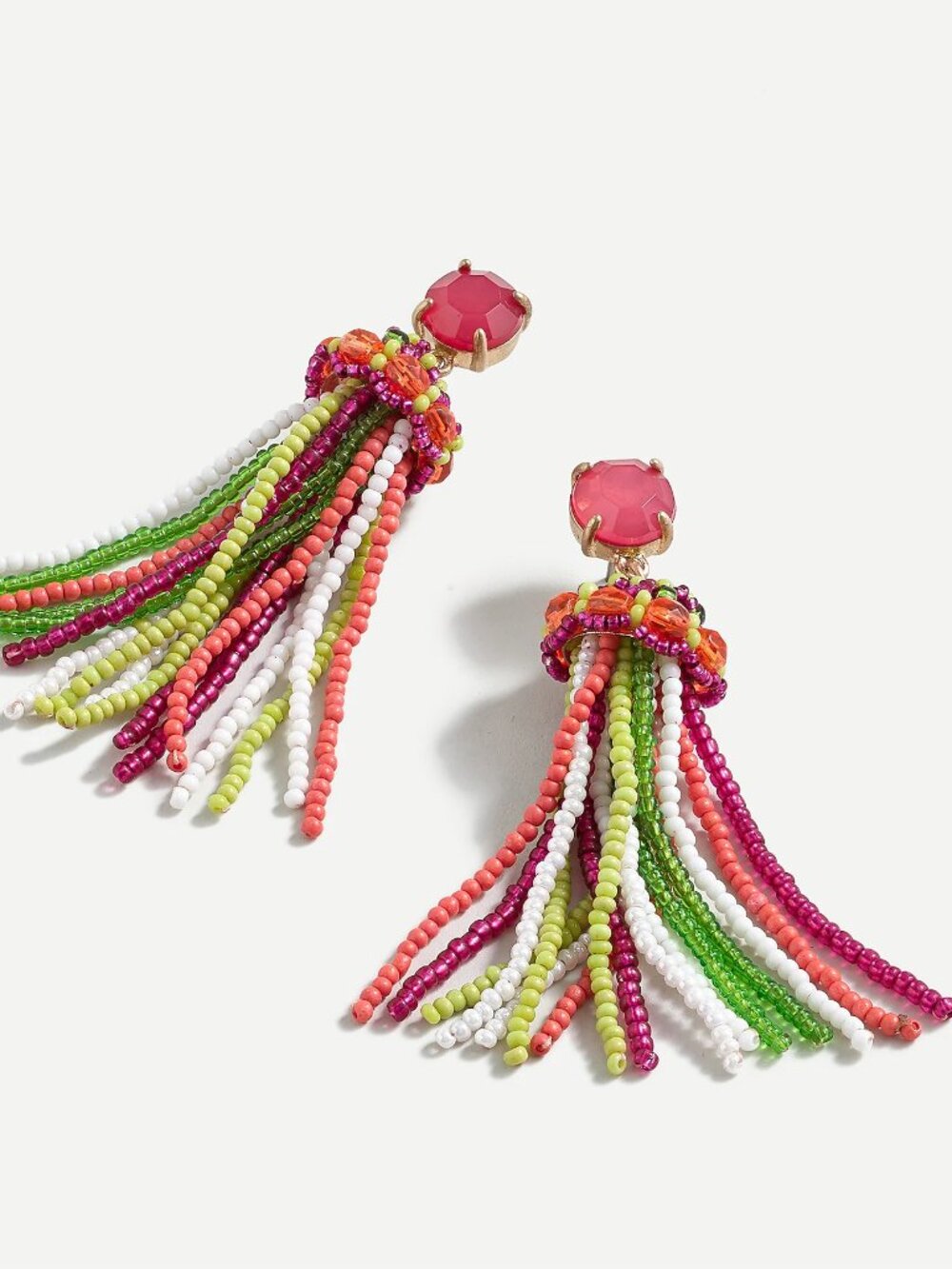 J.Crew Beaded tassel stud earrings-AP434-MULTI COLOR-NEW